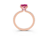 Rose gold Princess Cut Pink Sapphire Solitaire Engagement Ring with Pavé Band and Four-Prong Setting_27