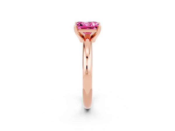 Rose gold Princess Cut Pink Sapphire Solitaire Engagement Ring with Round Band and Four-Prong Setting