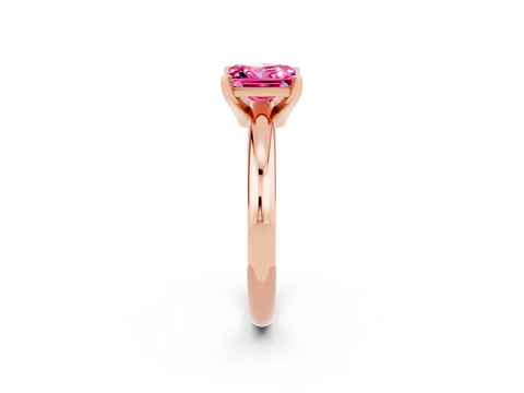 Rose gold Princess Cut Pink Sapphire Solitaire Engagement Ring with Round Band and Four-Prong Setting_26