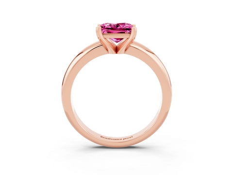 Rose gold Princess Cut Pink Sapphire Solitaire Engagement Ring with Round Band and Four-Prong Setting_27