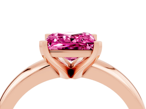 Rose gold Princess Cut Pink Sapphire Solitaire Engagement Ring with Round Band and Four-Prong Setting_28