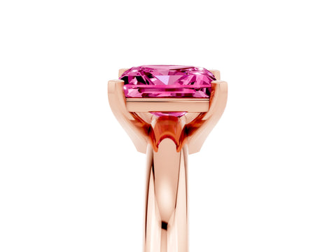 Rose gold Princess Cut Pink Sapphire Solitaire Engagement Ring with Round Band and Four-Prong Setting_29