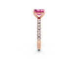 Rose gold Princess Cut Pink Sapphire Solitaire Pavé Band with Four-Prong Setting_26