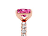 Rose gold Princess Cut Pink Sapphire Solitaire Pavé Band with Four-Prong Setting_29