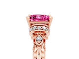 Rose gold Princess Cut Pink Sapphire Solitaire Ring with Filigree Band and Four-Prong Setting_53