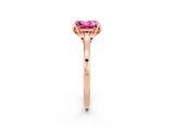 Rose gold Princess Cut Pink Sapphire Solitaire Ring with Flower Prong Setting and Classic Band_14