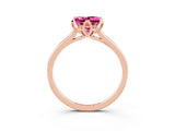 Rose gold Princess Cut Pink Sapphire Solitaire Ring with Flower Prong Setting and Classic Band_15