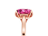 Rose gold Princess Cut Pink Sapphire Solitaire Ring with Flower Prong Setting and Classic Band_17