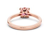 Rose gold Princess Cut Pink Sapphire Solitaire Ring with Flower Prong Setting and Classic Band_36