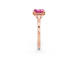 Rose gold Princess Cut Pink Sapphire Solitaire Ring with Flower Prong Setting and Classic Band_38