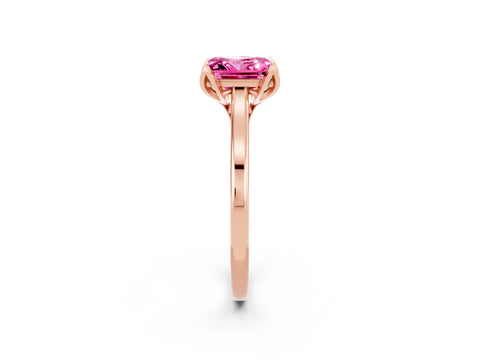 Rose gold Princess Cut Pink Sapphire Solitaire Ring with Flower Prong Setting and Classic Band_38