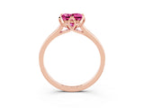 Rose gold Princess Cut Pink Sapphire Solitaire Ring with Flower Prong Setting and Classic Band_39