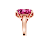 Rose gold Princess Cut Pink Sapphire Solitaire Ring with Flower Prong Setting and Classic Band_41
