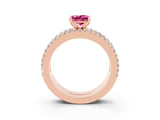 Rose gold Princess Cut Pink Sapphire Solitaire Ring with Pavé and Channel Set Band_27