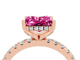 Rose gold Princess Cut Pink Sapphire Solitaire Ring with Round  Pavé Band and Four-Prong Setting_48