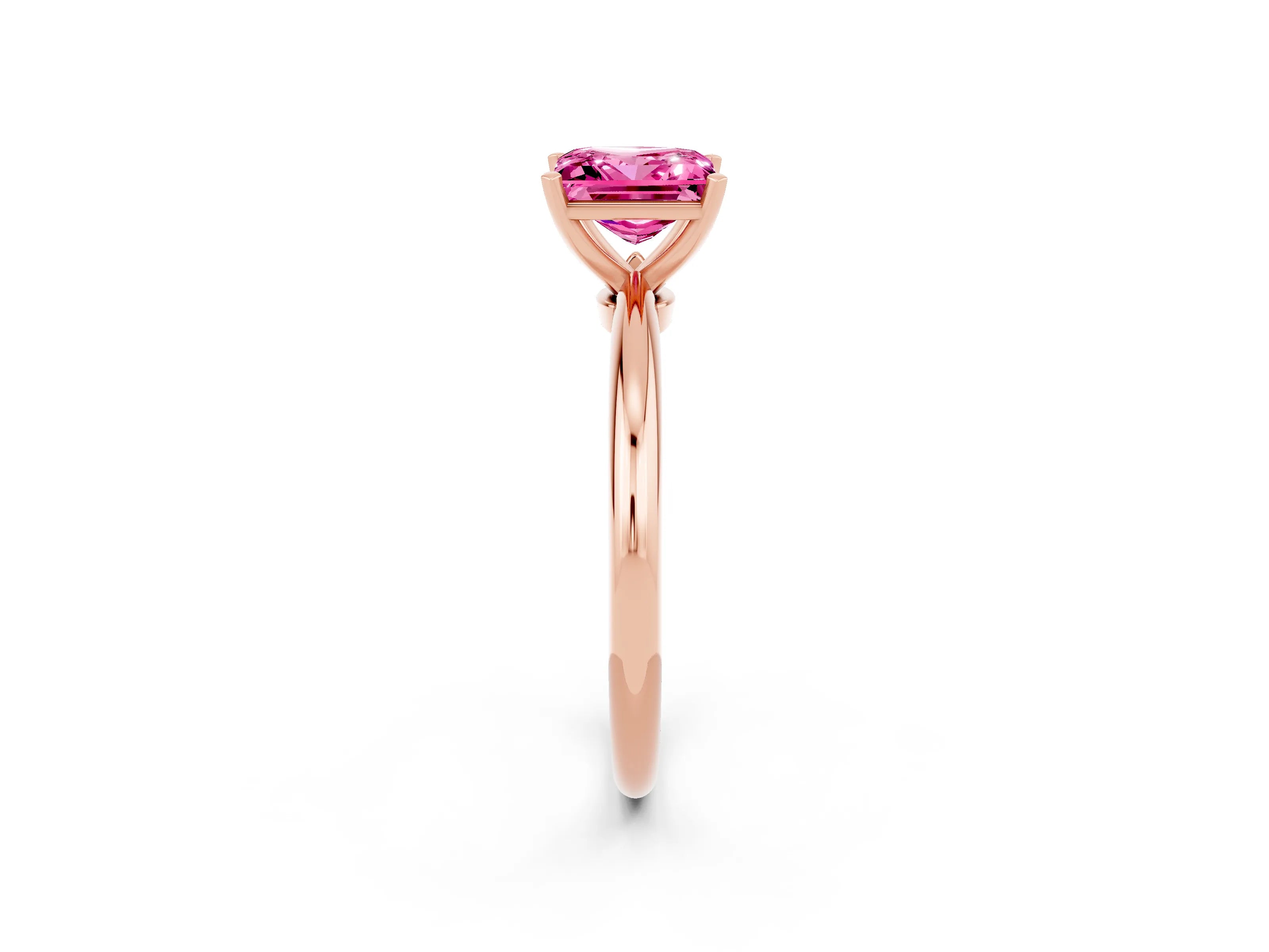 Rose gold Princess Cut Pink Sapphire Solitaire Ring with Six-Prong Setting and Classic Band_2
