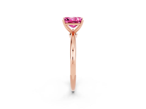 Rose gold Princess Cut Pink Sapphire Solitaire Ring with Six-Prong Setting and Classic Band_2
