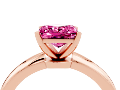 Rose gold Princess Cut Pink Sapphire Solitaire Ring with Six-Prong Setting and Classic Band_4