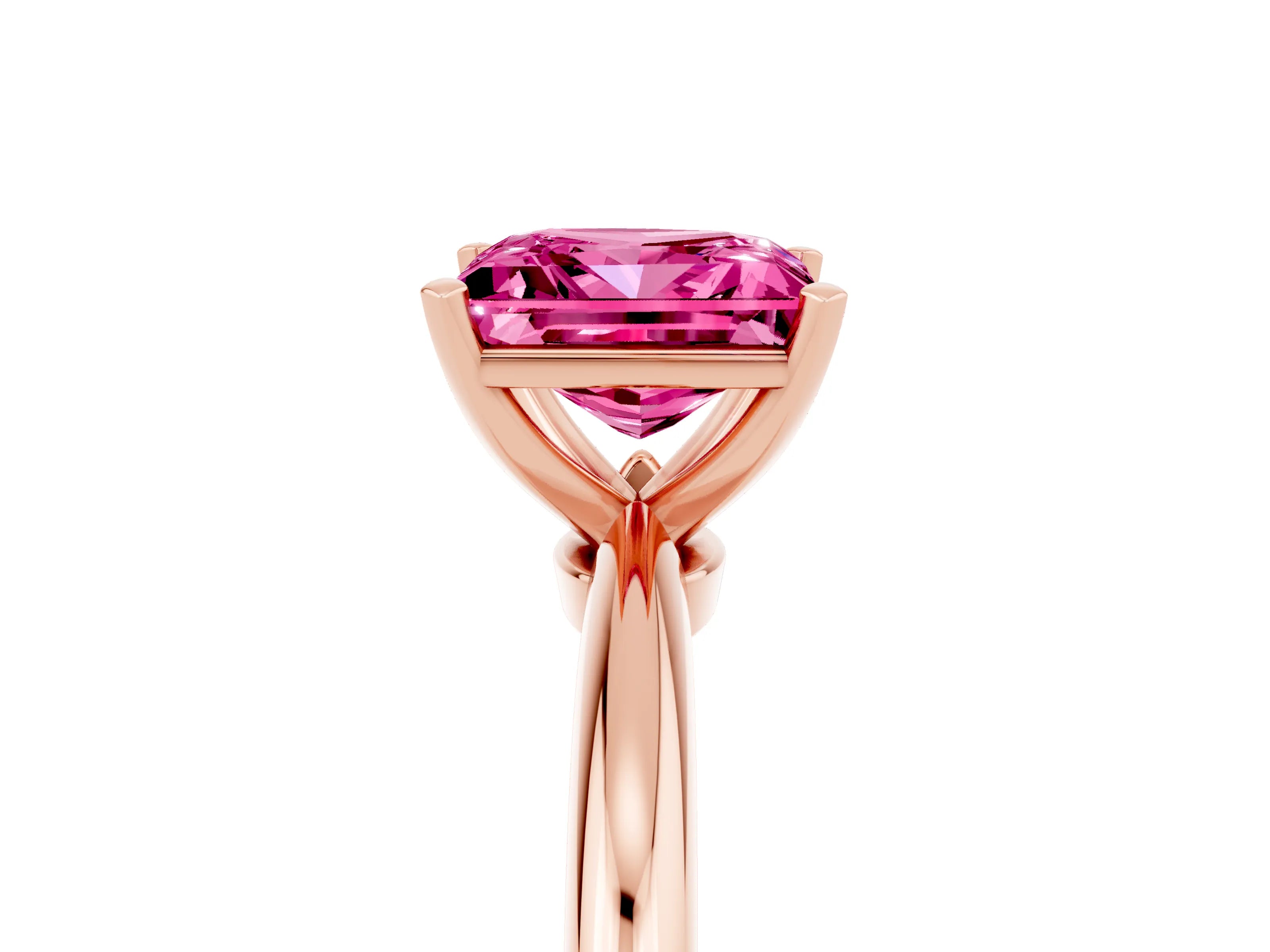 Rose gold Princess Cut Pink Sapphire Solitaire Ring with Six-Prong Setting and Classic Band_5