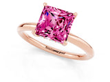 Rose gold Princess Cut Pink Sapphire Solitaire Ring with Thin Band and Four-Prong Setting_25