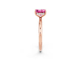 Rose gold Princess Cut Pink Sapphire Solitaire Ring with Thin Band and Four-Prong Setting_26
