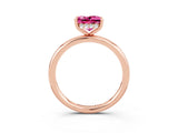 Rose gold Princess Cut Pink Sapphire Solitaire Ring with Thin Band and Four-Prong Setting_27