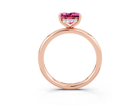 Rose gold Princess Cut Pink Sapphire Solitaire Ring with Thin Band and Four-Prong Setting_27