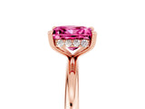 Rose gold Princess Cut Pink Sapphire Solitaire Ring with Thin Band and Four-Prong Setting_29
