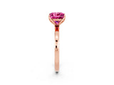 Rose gold Princess Cut Pink Sapphire Solitaire Ring with Thin Band and Prong Setting_14