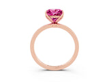 Rose gold Princess Cut Pink Sapphire Solitaire Ring with Thin Band and Prong Setting_15