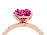 Rose gold Princess Cut Pink Sapphire Solitaire Ring with Thin Band and Prong Setting_16