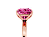 Rose gold Princess Cut Pink Sapphire Solitaire Ring with Thin Band and Prong Setting_17