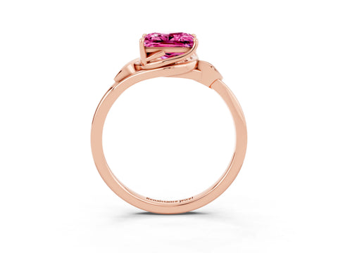 Rose gold Princess Cut Pink Sapphire Solitaire Ring with Twist Band and Four-Prong Setting_27