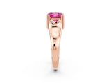 Rose gold Princess Cut Pink Sapphire Solitaire Ring with Wide Band and Prong Setting_26