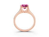 Rose gold Princess Cut Pink Sapphire Solitaire Ring with Wide Band and Prong Setting_27