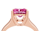 Rose gold Princess Cut Pink Sapphire Solitaire Ring with Wide Band and Prong Setting_28