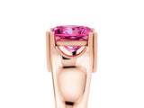 Rose gold Princess Cut Pink Sapphire Solitaire Ring with Wide Band and Prong Setting_29