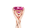 Rose gold Princess Cut Pink Sapphire Solitaire Twist Band Prong Setting Ring_100