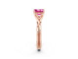 Rose gold Princess Cut Pink Sapphire Solitaire Twist Band Prong Setting Ring_97