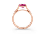 Rose gold Princess Cut Pink Sapphire Solitaire Twist Band Prong Setting Ring_98