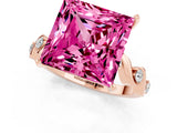 Rose gold Princess Cut Pink Sapphire Solitaire Twisted Band with Round  Accents and Prong Setting_13