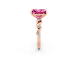 Rose gold Princess Cut Pink Sapphire Solitaire Twisted Band with Round  Accents and Prong Setting_14