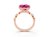 Rose gold Princess Cut Pink Sapphire Solitaire Twisted Band with Round  Accents and Prong Setting_15