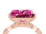 Rose gold Princess Cut Pink Sapphire Solitaire Twisted Band with Round  Accents and Prong Setting_16