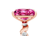 Rose gold Princess Cut Pink Sapphire Solitaire Twisted Band with Round  Accents and Prong Setting_17