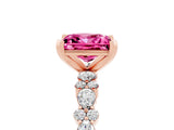 Rose gold Princess Cut Pink Sapphire Solitaire with Side Stones, Pave Band, Four-Prong Setting_65