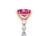Rose gold Princess Cut Pink Sapphire Solitaire with Side Stones on a Pavé Band and Four-Prong Setting_29