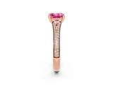 Rose gold Princess Cut Pink Sapphire Split Shank Engagement Ring with Pavé Band_26