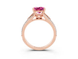 Rose gold Princess Cut Pink Sapphire Split Shank Engagement Ring with Pavé Band_27