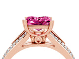 Rose gold Princess Cut Pink Sapphire Split Shank Engagement Ring with Pavé Band_28